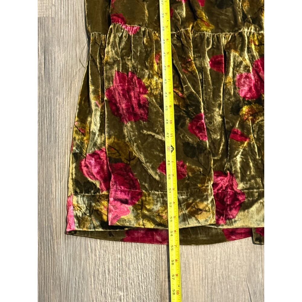by Anthropologie The Somerset Maxi in Green Floral Velvet Edition Dress Sz XL - Picture 7 of 10